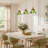 1-Light Flower Glass Pendant Light, Adjustable Brass Hanging Lamp for Kitchen Island