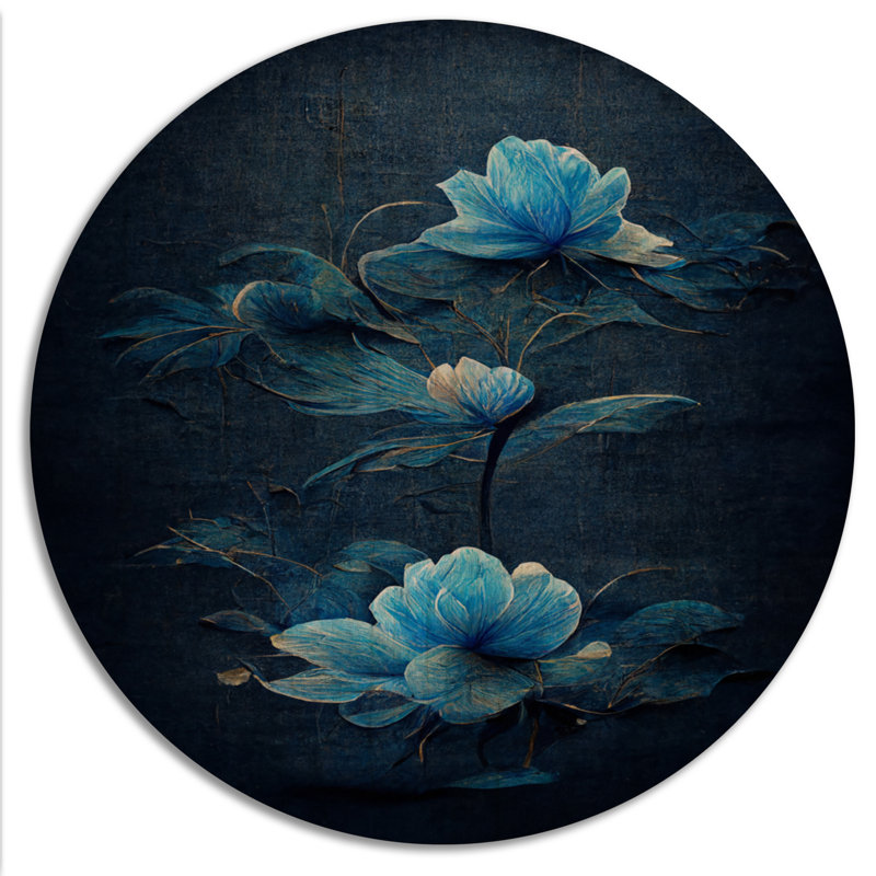 Fleurs rétro bleu clair chinois II - Art mural en bois floral - bois de pin naturel, H 29 po x l 29 po x P 1 po