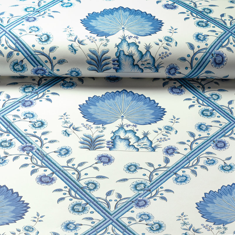 Louverne Loire 33' L x 32" W Wallpaper Roll, Blue