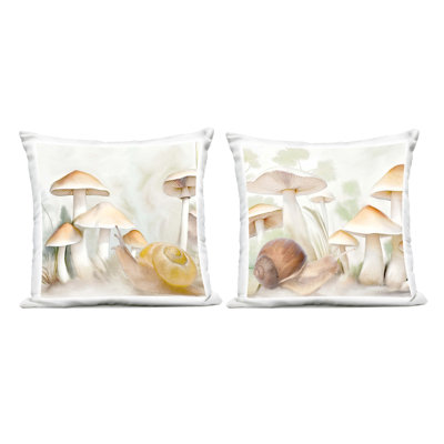 Ensemble de 2 coussins d'extérieur Stupell Industries Snail ramp par Mushroom Design par Kim Allen