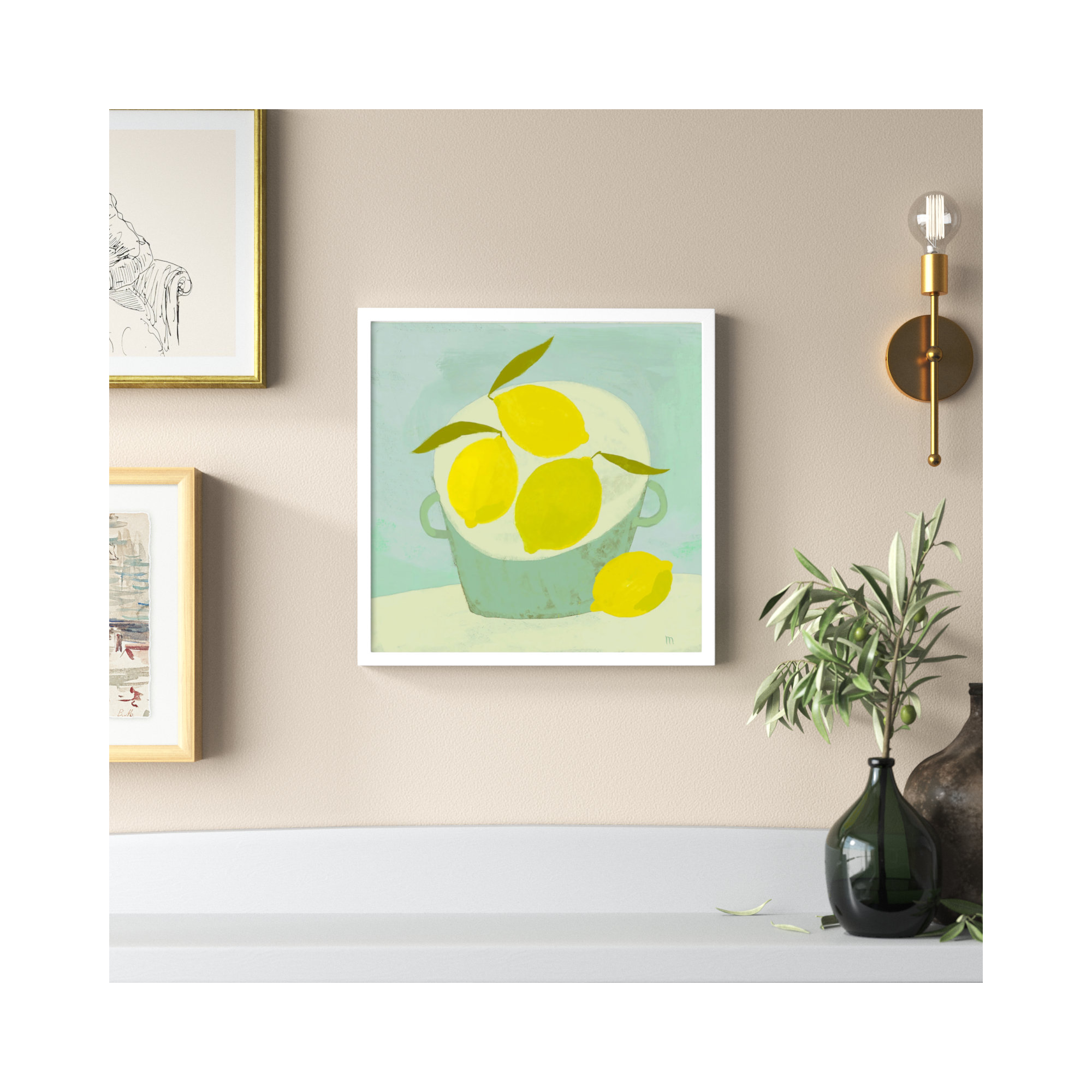 Summer Basket by StudioM, White, 16" H x 16" W x 1.25" D