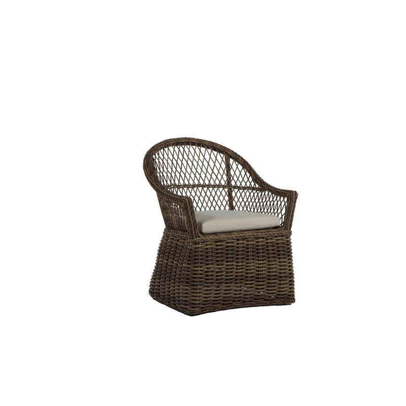 Fauteuil d'extérieur en résine tressée Soho N-Dura, Soho #83 raphia, Lin marine, Pas de soudure