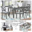 7-Piece Solid Wood Dining Table and Chairs Set, Modern 58.5 Inch Table with 6 Padded Chairs for Kitchen, Dining Room, Grey-760624748