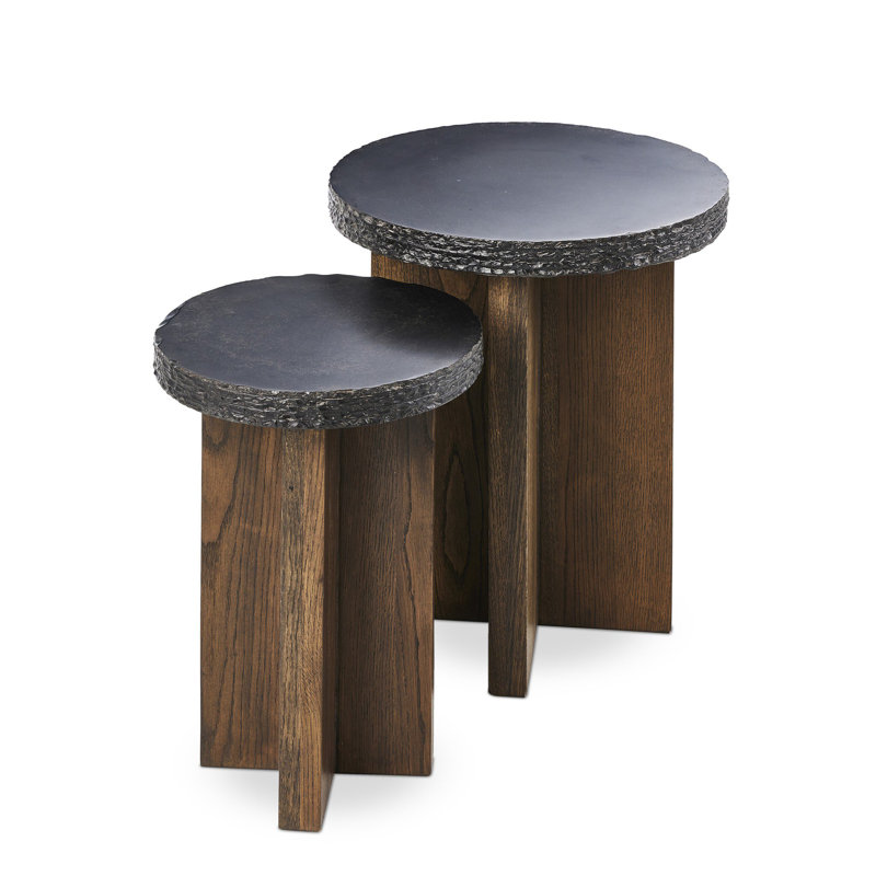 Mezes Nesting End Table-Natural Basalt