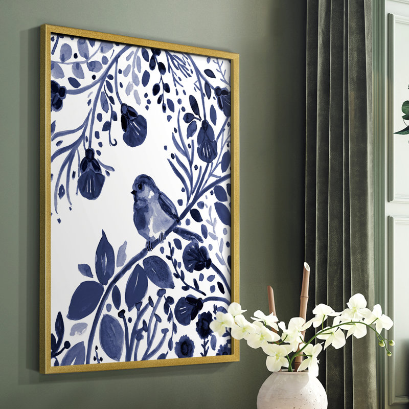 Indigo Song II, reproduction encadrée - bois massif, H 14 po x l 11 po