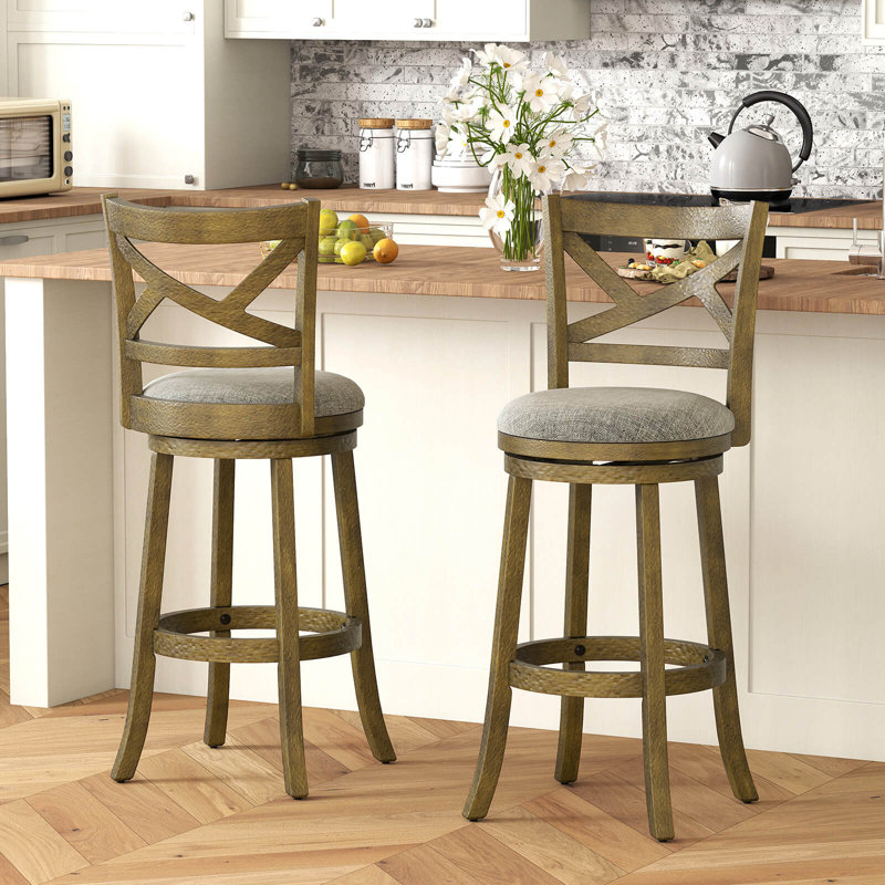 Ensemble de 4 tabourets de bar pivotants de 30 po de hauteur de bar avec dossiers et structure en bois, 4