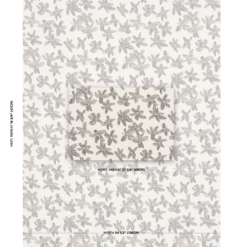 Tissu hibiscus Schumacher x Carole Z Hurley, Noir / blanc