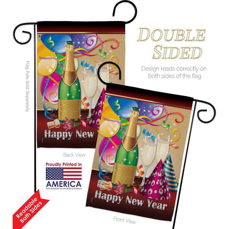 Double Sided 18.5'' H x 13'' W Polyester New Year's Garden Flag