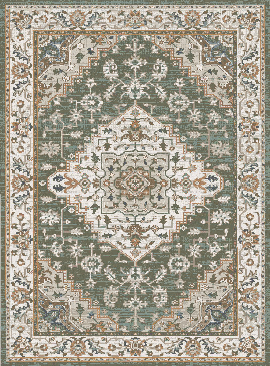 Plymouth Beryl Sage Traditional Oriental Area Rug, Rectangle 7'9" x 10'10"