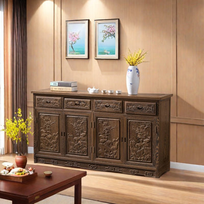 Solid Wood Carved Multi-Functional Sideboard