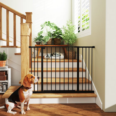 Pressure Mount Pet Dog Safety Gate Metal Fence 76 cm Tall Black