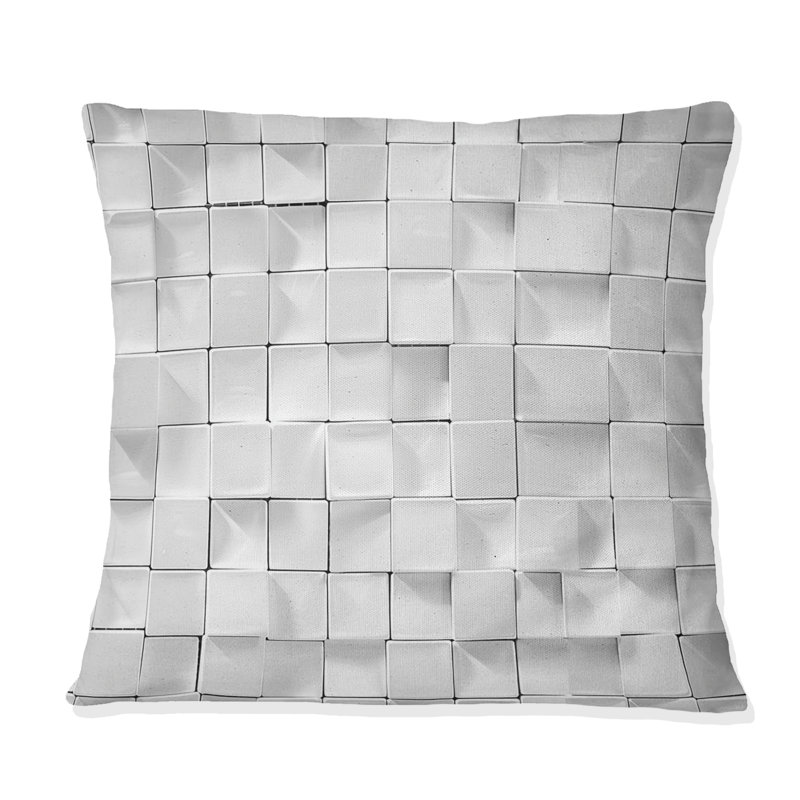 Blanc moderne mosaïque I - coussin décoratif moderne, H 16 po x l 16 po