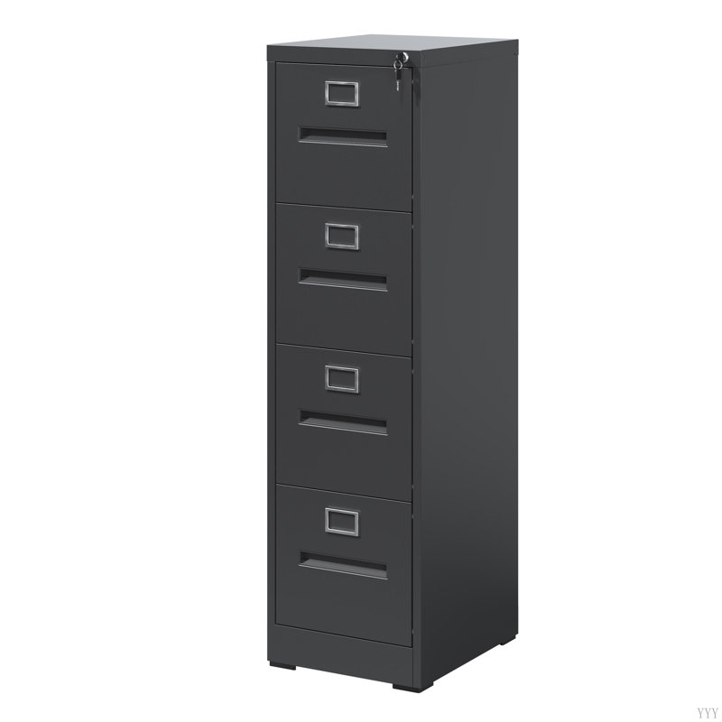 File Cabinet With Lock Metal Vertical File Cabinet Office Home, A4 Legal/Letter Size Narrow File Cabinet Locked,Assembly Required