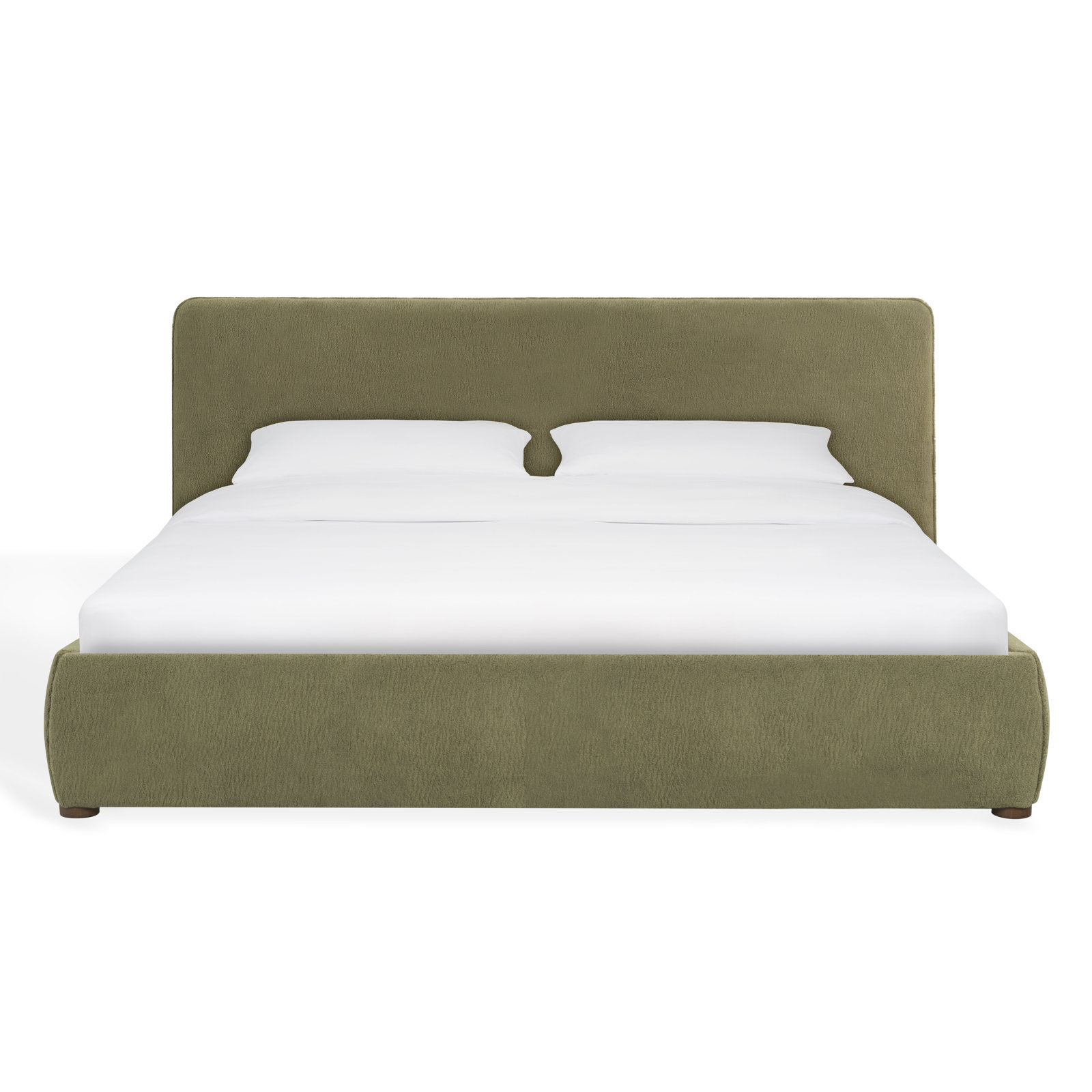 Callahan Upholstered Bed, Queen, Olive Green Faux Sherpa