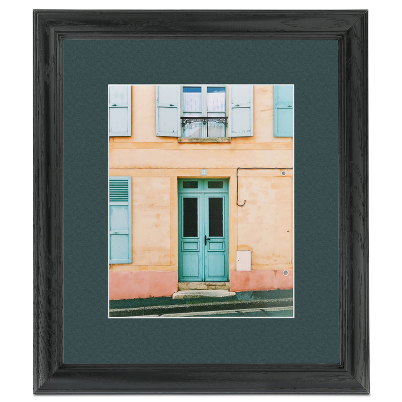 Black Wood Matte Picture Frame with Mat, Evergreen
