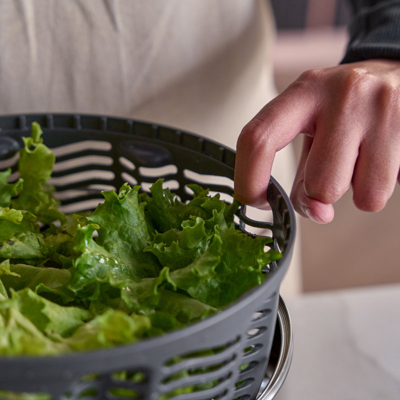 Zyliss Swift Dry Salad Spinner Stainless Steel Small (2-4 Servings), 10.79" H x 9.53" W x 10" D