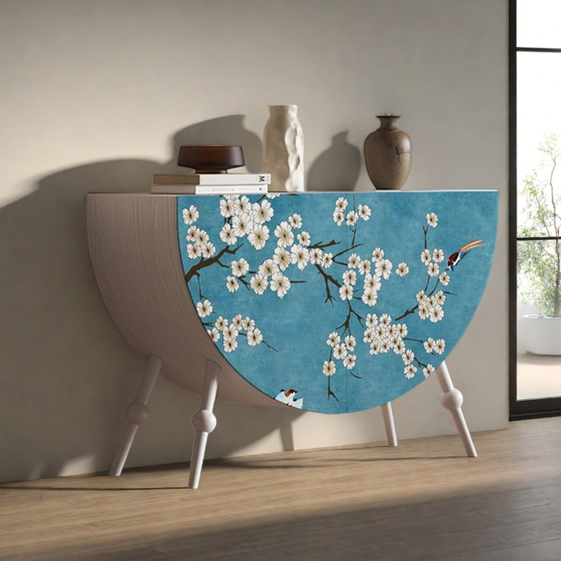 Armoire multifonctionnelle avec motif floral, Ivoire blanc