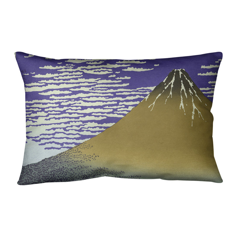 Coussin lombaire à vent clair katsushika hokusai, fine, Doré / bleu, Simili suède