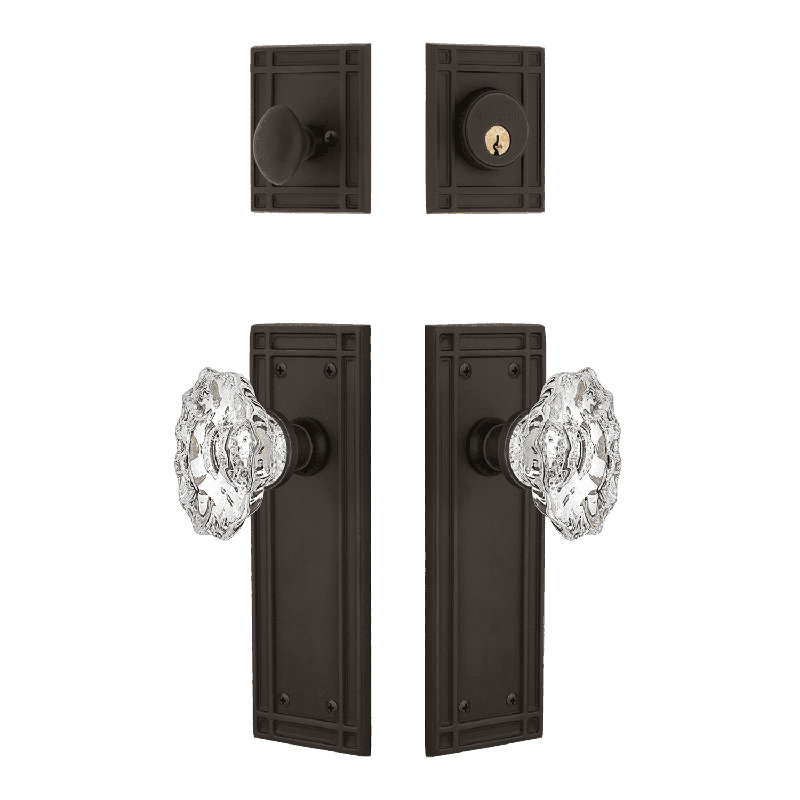Ensemble d'entrée de mission Nostalgic Warehouse avec bouton en cristal Chateau, Bronze frotté à l'huile, 2.75