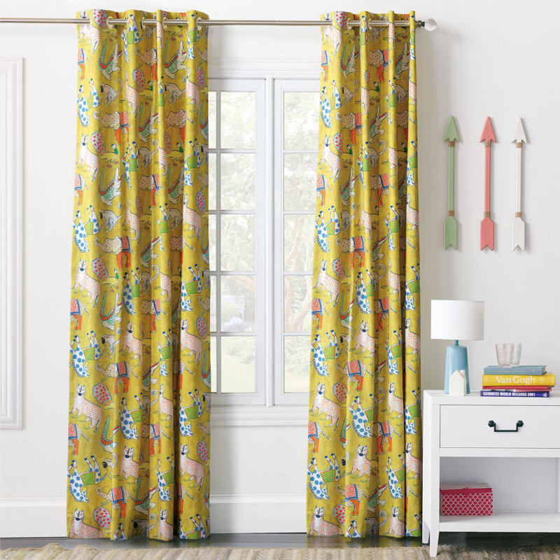 Hullabaloo Room Darkening Curtain, 96" x 96", Lemon