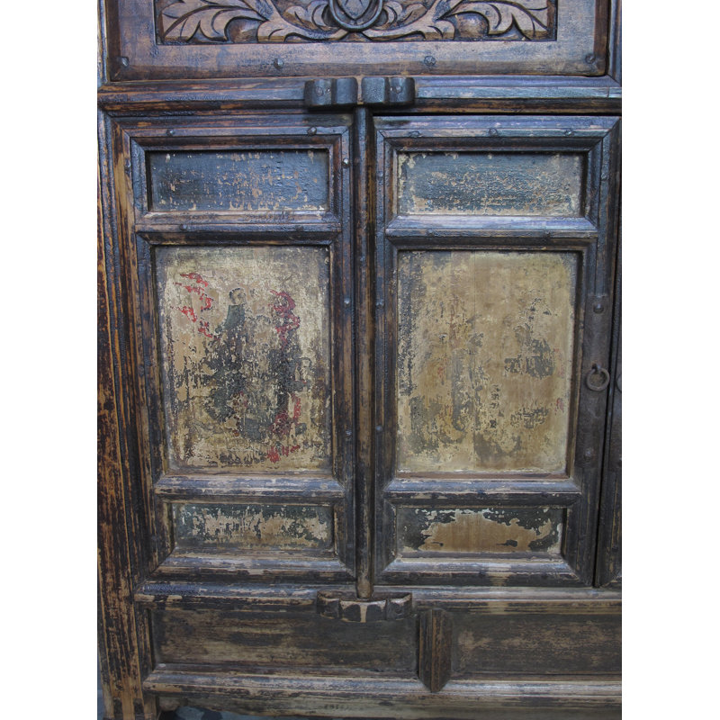 Carved Elm Dual-Drawer Cabinet