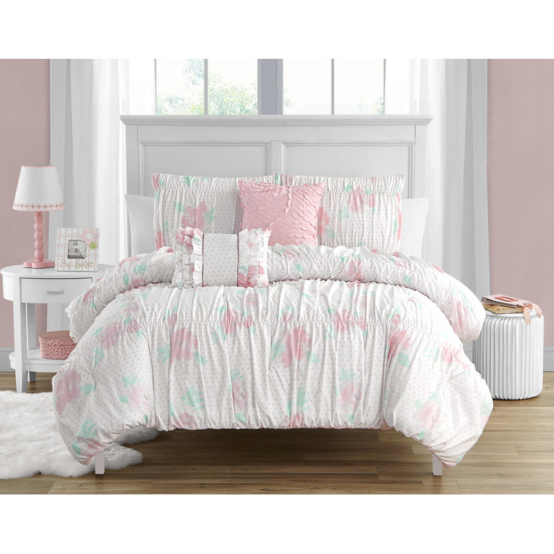 Ensemble d'édredon en microfibre rose ALEX + BELLA Tabitha, Édredon simple + 3 pièces supplémentaires