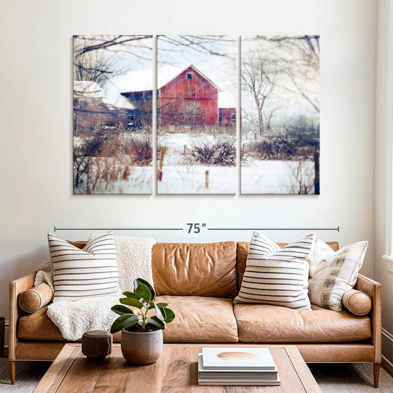 Lilie White Winter Barn, 42" H x 65" W