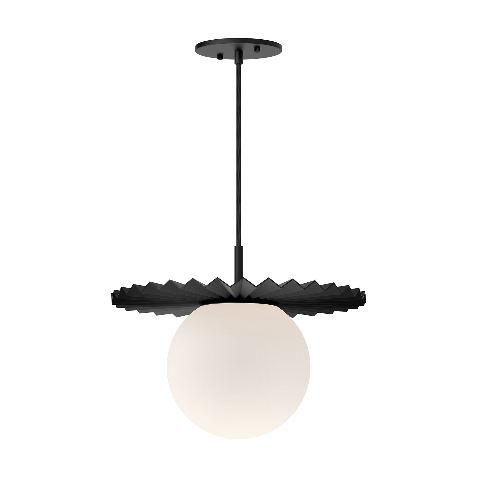 Carletta Single Light Glass Pendant, Matte Black/Opal Matte Glass, 11.75" H x 13.88" W x 13.88" D