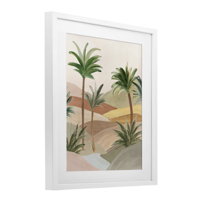 «Desert Oasis Palms», reproduction sous verre encadrée, design par Ian C.