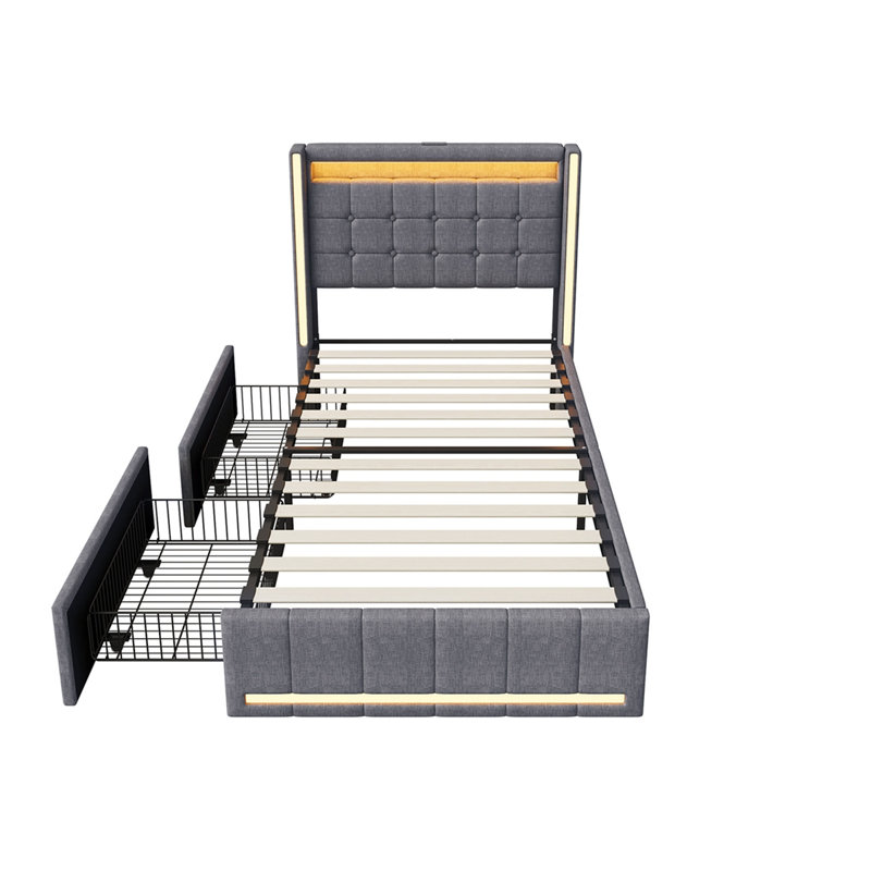 Taneshia Single (3') Drawers Bed Frame, 90X190-1