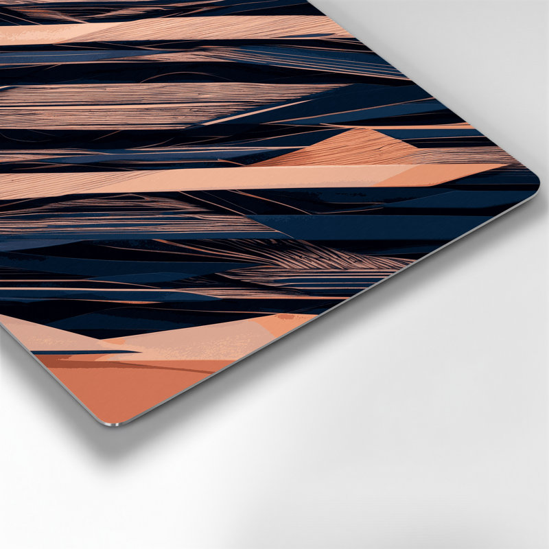 «Geometric Abstraction 50», art mural en métal bleu, H 11 po x l 14 po