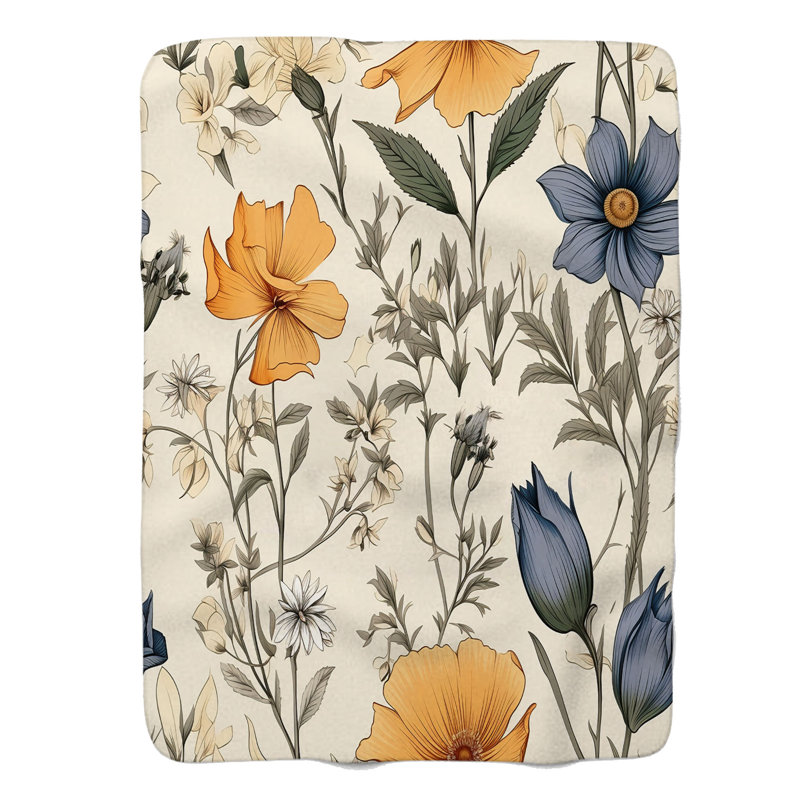 Bold Flowers - 1 Piece Premium Blanket, Twin