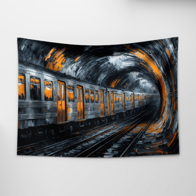 Transporation Subway and metro train art Wall Tapestry