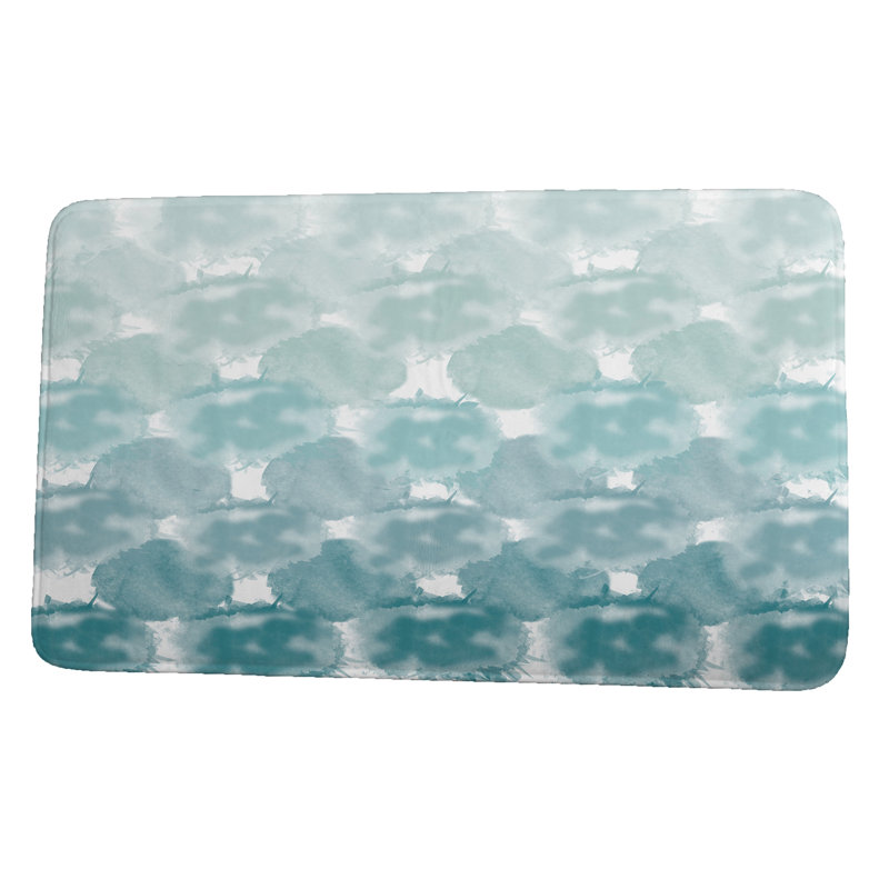 Tapis pour salle de bain Hephzibah, H 18 po x L 30 po, Bleu sarcelle