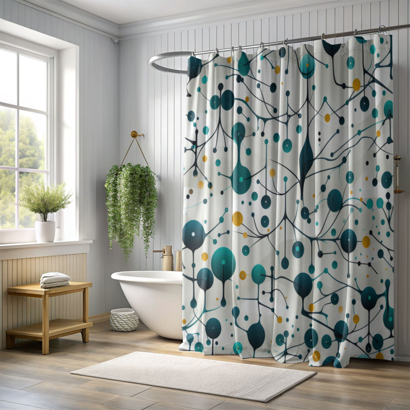 Alala Abstract Shower Curtain, 74" H x 71" W