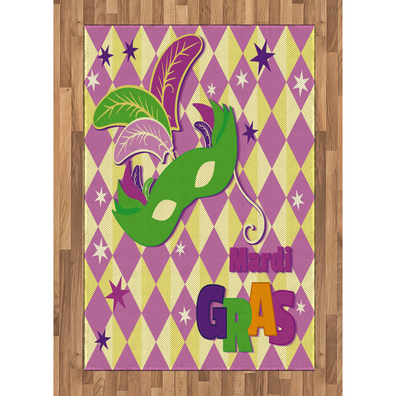 Tapis décoratif en fibres de polyester à haute densité Mardi Gras, Rectangle 4 pi x 5 pi 8 po