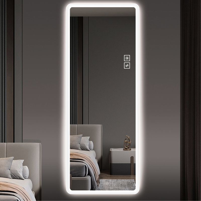 Miroir pleine longueur à DEL 65 po x 21 po - pour le salon, verre transparent, gradation 2 couleurs et gradation 65 po x 21 po, corrosion