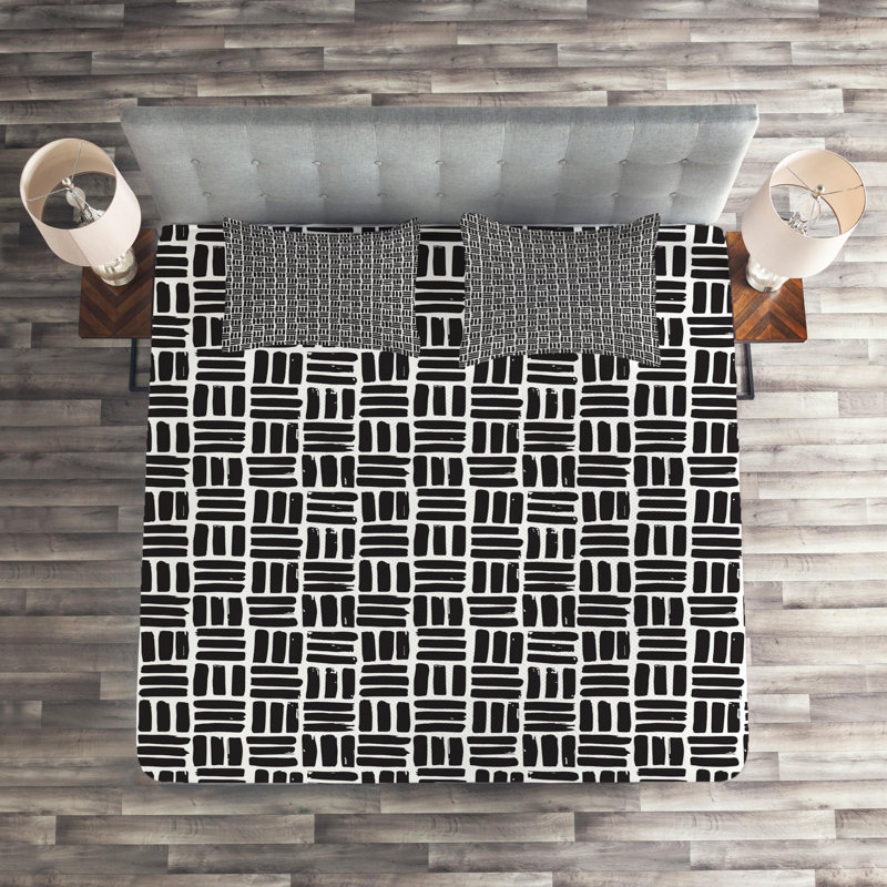 Modern & Contemporary Geometric Shapes Coverlet, King Bedspread + 2 Shams