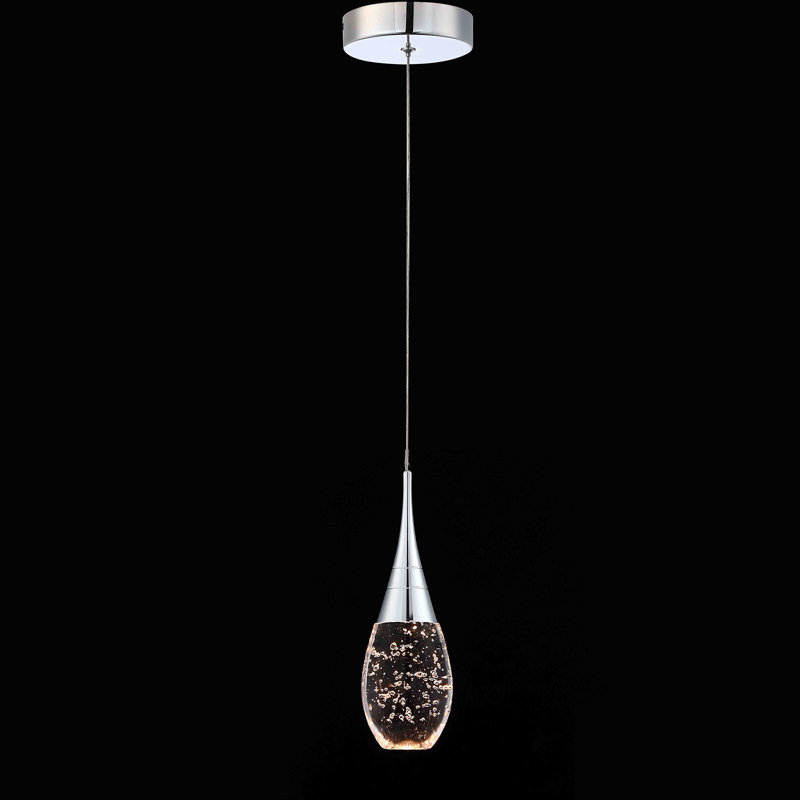 Lykeisha 1 - Light LED Single Pendant, Chrome Bubble