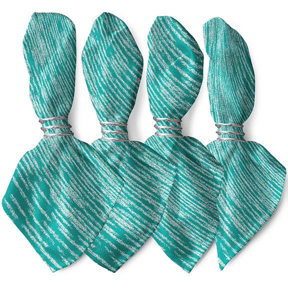 Algean Polyester Abstract Square Napkin, Aqua