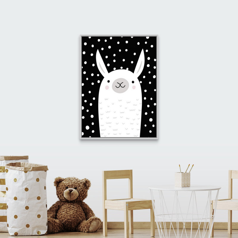 « mixed pattern », art llama Shear, H 40 po x l 30 po x P 1,75 po, Cadre flottant blanc