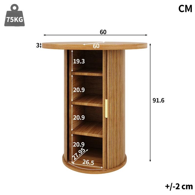 60 cm Mini Bar Cabinet, NATURAL