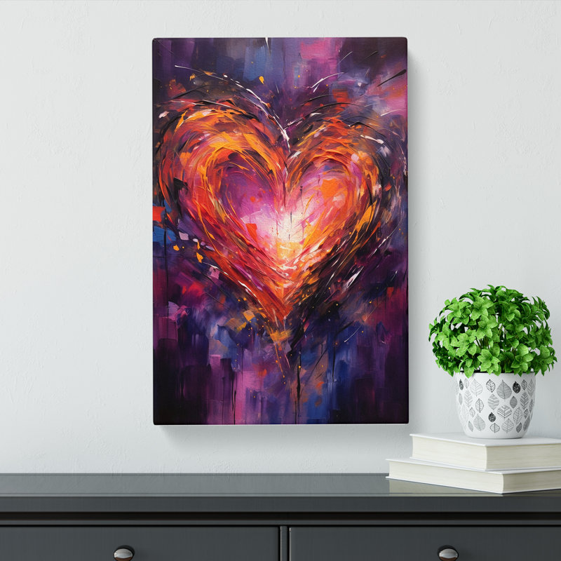 Love Heart Gestural Art - Wrapped Canvas, 76cm H x 50cm W x 3cm D