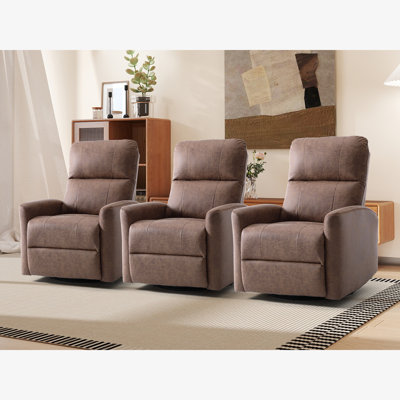 Radian 30.7" Wide Classic Refined Glider and Swivel Manual Reclining Home Theatre Seating (Set of 3)