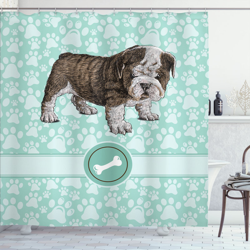 Ensemble de rideau de douche Dog Lover + crochets, H 75 po x l 69 po