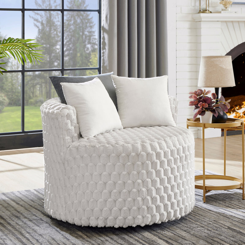 3D Upholstered Barrel Accent Basic Accent Chair With Wheels