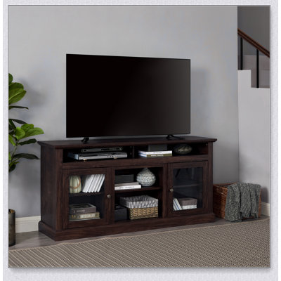 Meuble télé contemporain avec rangement ouvert et fermé, console de divertissement moderne pour téléviseur de 65 po ou moins, l 60 po x P 15,75 po x H 29 po