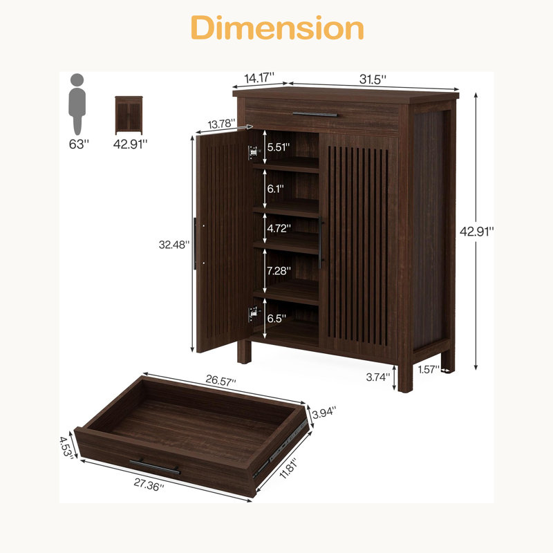 Armoire de rangement autoportante, armoire à chaussures, range-chaussures