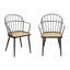 Ensemble de 2 fauteuils rustiques industriels de style Windsor avec chaises incurvées et pieds gris fer