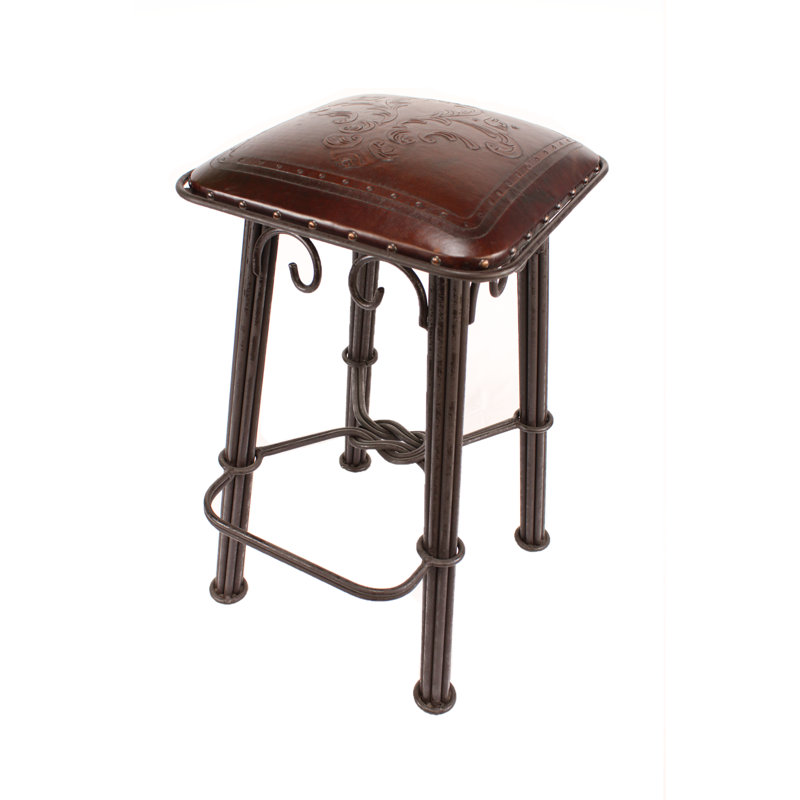 Kentleigh Western Iron Counter Stool (Fleur de Lys Pattern), 30"
